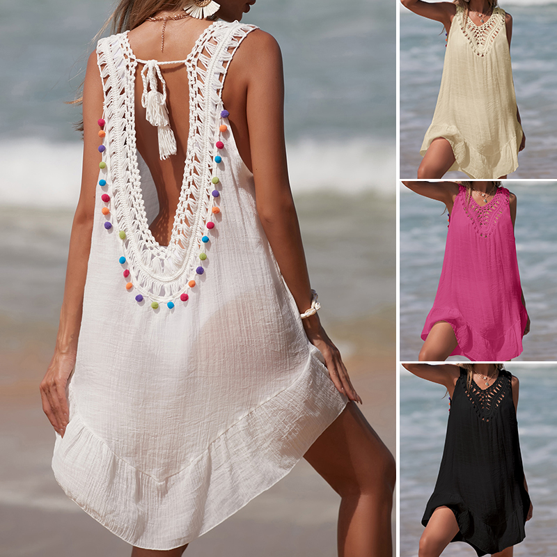 Cover Up Kaftan - Damska sukienka z dekoltem w kształcie