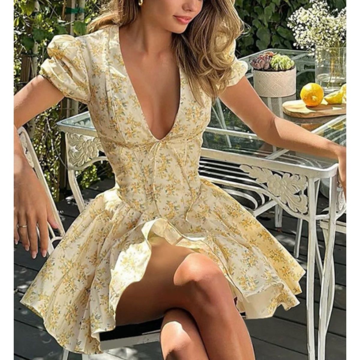 Romper Floral Print - Sukienka w kwiaty francuskie 4XL Plus