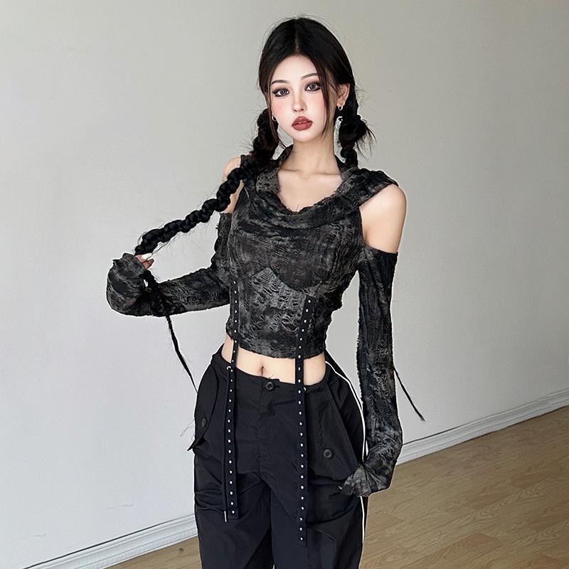 Blouse Off Shoulder - Bluza z odkrytymi ramionami, długi rękaw,