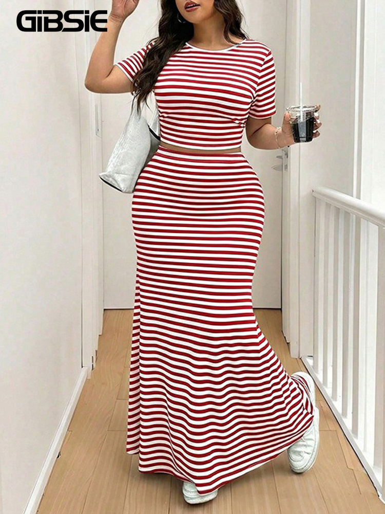 Crop Top Crochet - GIBSIE Plus Size Prążkowany Krótki Top